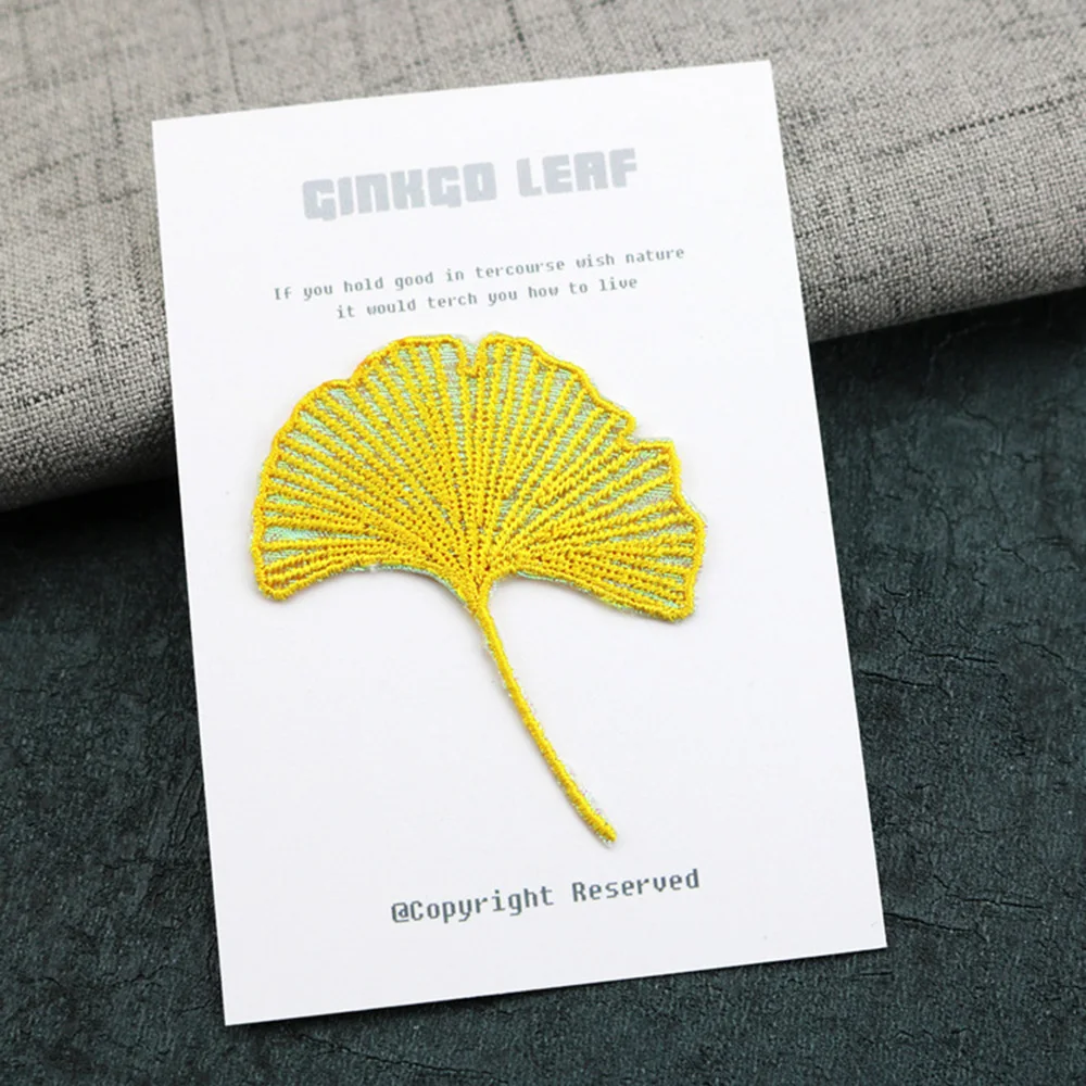 Заплата с цветком гинкго билоба для одежды вышивка своими руками нежная
