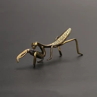 micro carved copper mantis sculpture small ornaments solid insect tea pet antique bronze