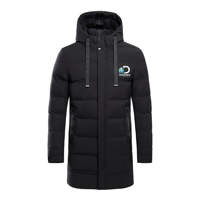 Autumn winter Discovery men casual cotton padded clothes simple keep warm fashion hooded medium long down cotton padded clothes