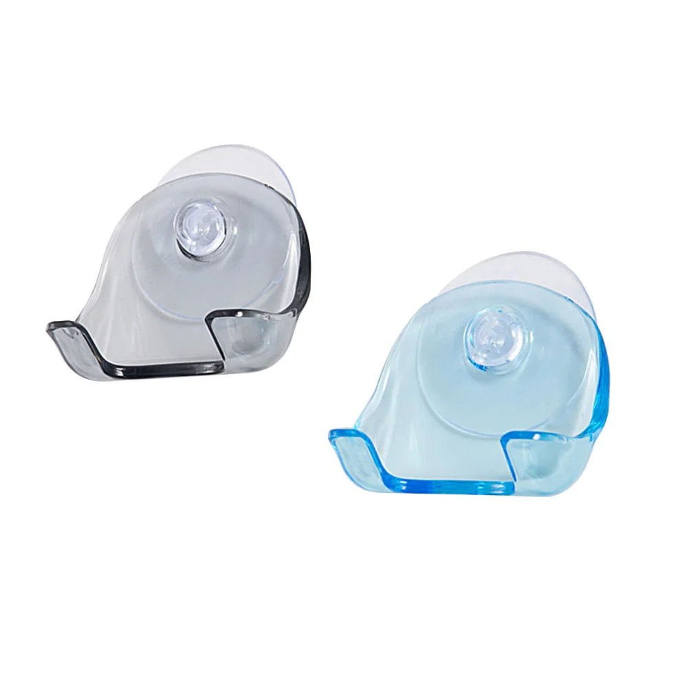 

2pcs Wall Holder Plastic Shaver Holder with Strong Suction Cup Rack Organizer(Blue and Grey for Each 1pc)