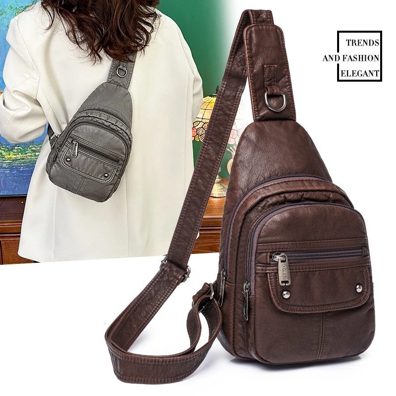 

Women Chest Bags for Female Multiple Pockets Fashion Messenger Bag Designer High Quality Soft PU Leather Shoulder Crossbody Bag