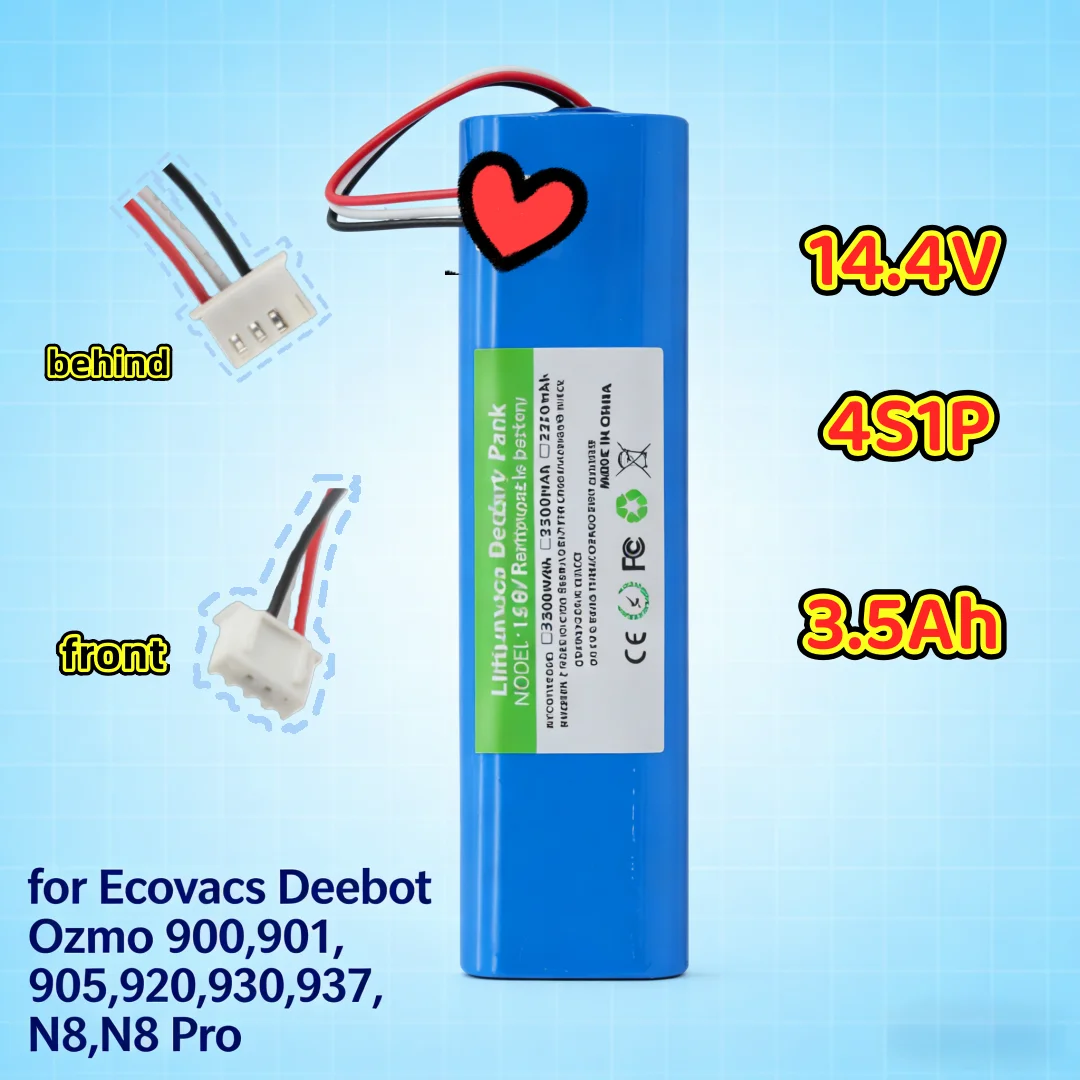 Фото Сменный аккумулятор 14,4 В, 2600 мАч для Ecovacs Deebot Ozmo 900 901 905 920 930 N8 N8 Pro, литий-ионный аккумулятор для робота-пылесоса №4
