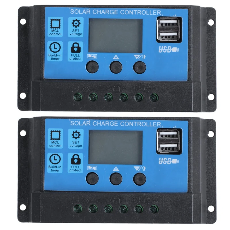 

2X30 А 12 В/24 В ЖК Интеллектуальный автоматический регулятор заряда солнечной батареи PWM