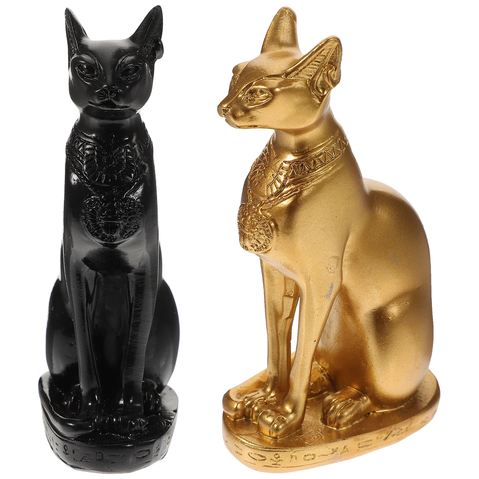 

2 Pcs Tabletop Miniatures Cat God Ornament Egyptian Statue Model 10.6X5.5X3.3CM Tiny Animals Figures Desktop Resin Child