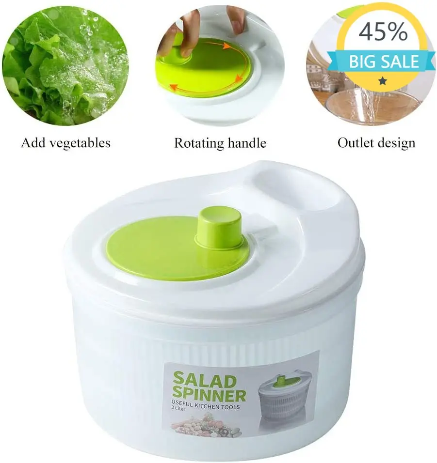 Versatile Salad Spinner Large-capacity Fruit Washing Basin Drain Basket Salad Bowl Vegetable Dehydrator For Kitchen Supplies