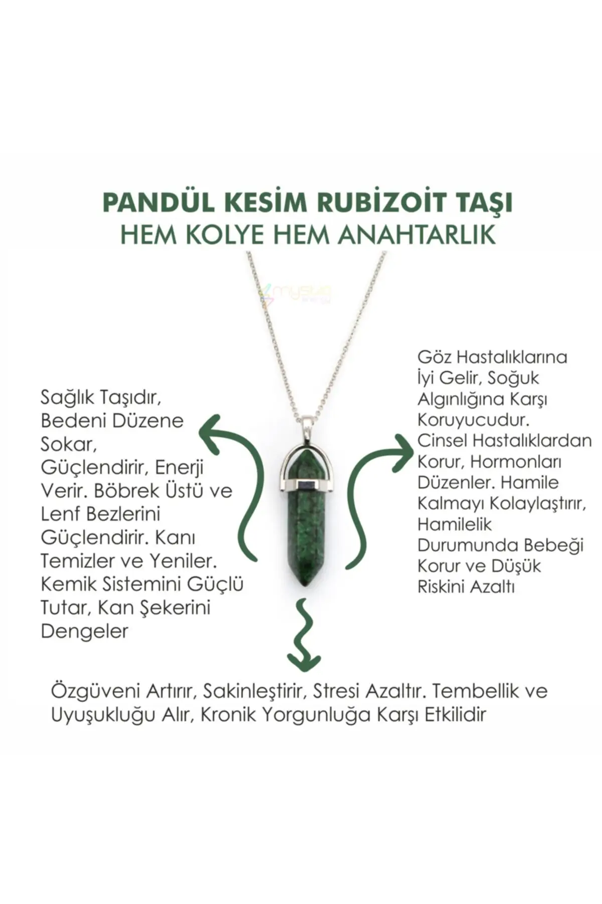 

Natural Stone RUBİZOİT(ANYOLİT) Pandül Cut Women Men (Unisex) Necklace Key Chain Clips Black Natural Stones