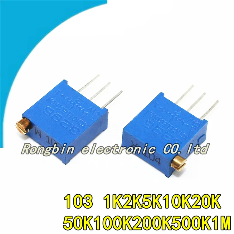 

10PCS NEW 3296X Adjustable potentiometer 103 1K2K5K10K20K50K100K200K500K1M Top Key