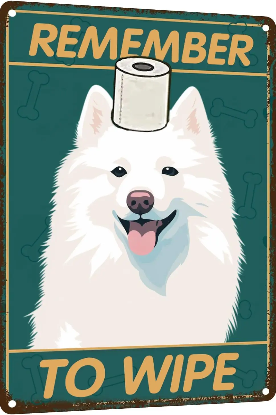 Samoyed Настенный декор для ванной комнаты Dog Sgns Metal Tn Sgn - Remember to Wpe Декор 12x8 hes Плакат с