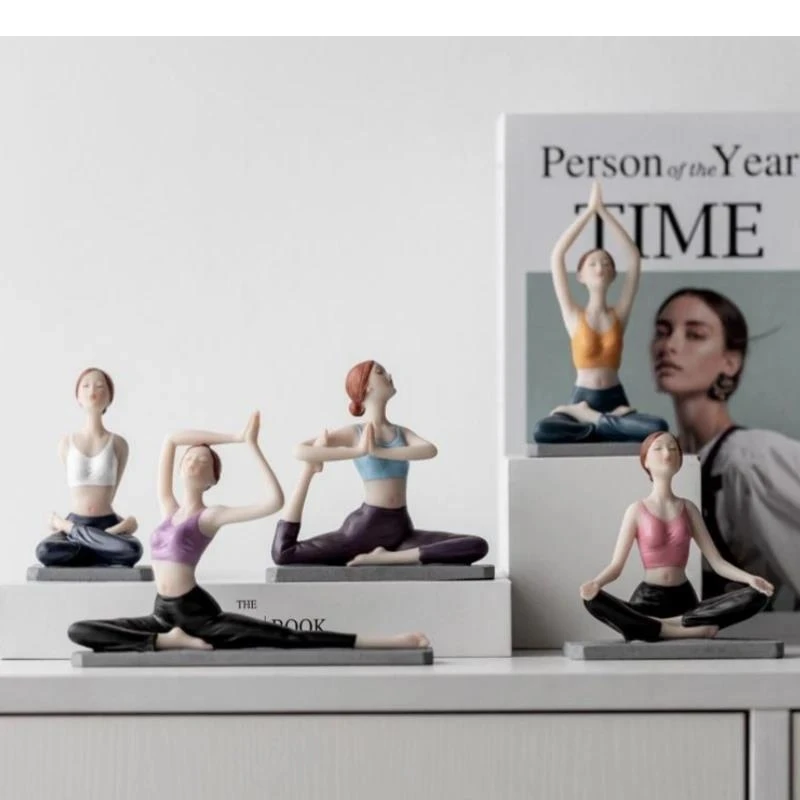 Resin Handicraft Artificial Figure Sculpture Yoga Movement Yogi Girl Statue Decorative Figurines Home Decoration Accessories