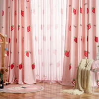 cute strawberry curtains for living room dining bedroom print for girl kids room tulle treatment sheer window pink blackout