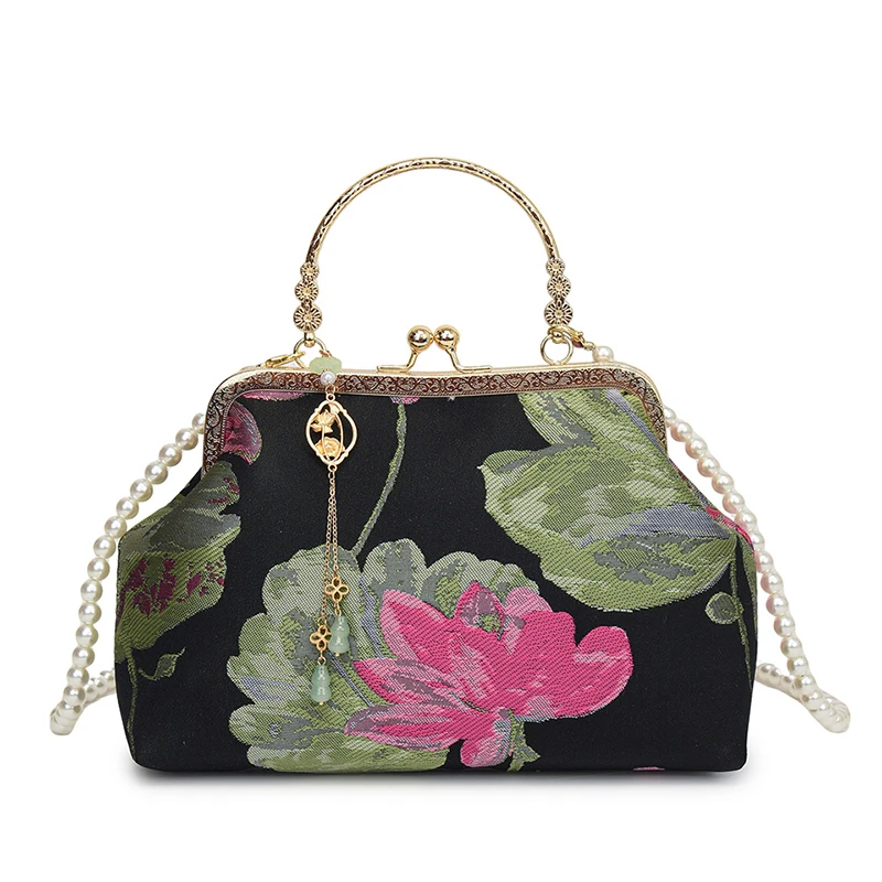 Шелковые сумки с вышивкой и ручками сверху модные повседневные на плечо для