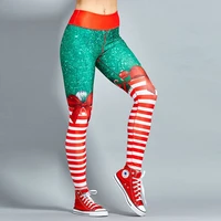european and american hot womens clothing christmas printed clothing fitness leggings slim nine point yoga pants