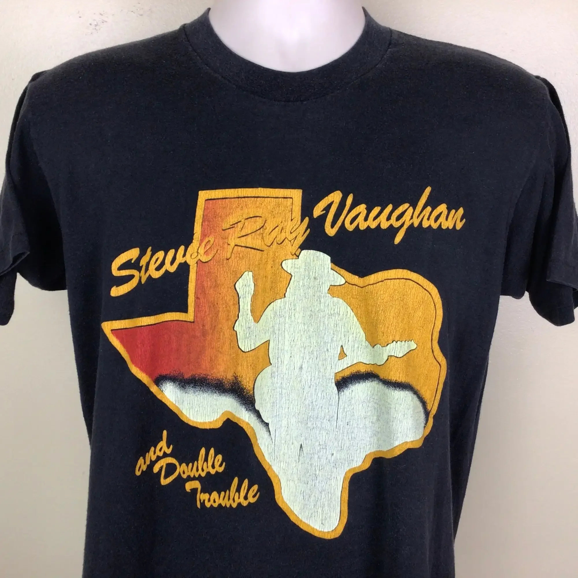 Фото Концертная футболка Stevie Ray Vaughan Vtg 1985, черная, L, 80-е, Double Trouble Blues Rock Band Texas №1