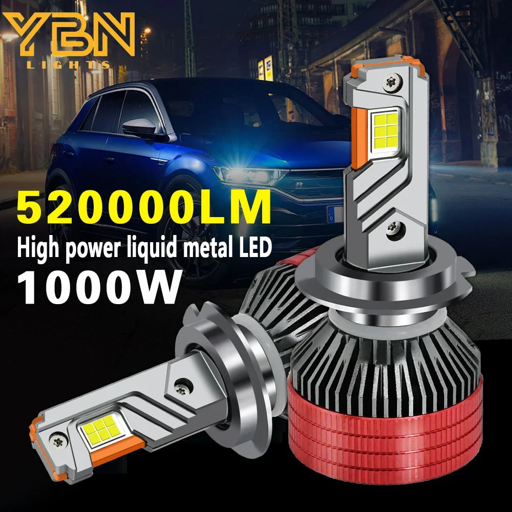 

YBN LED Headlight Lamp Bulb 1000W Canbus Light for Vehicle 6500K 12v 24v 36V H7 H1 H3 H11 H8 H9 9005 9006 HB3 HB4 Fog Light