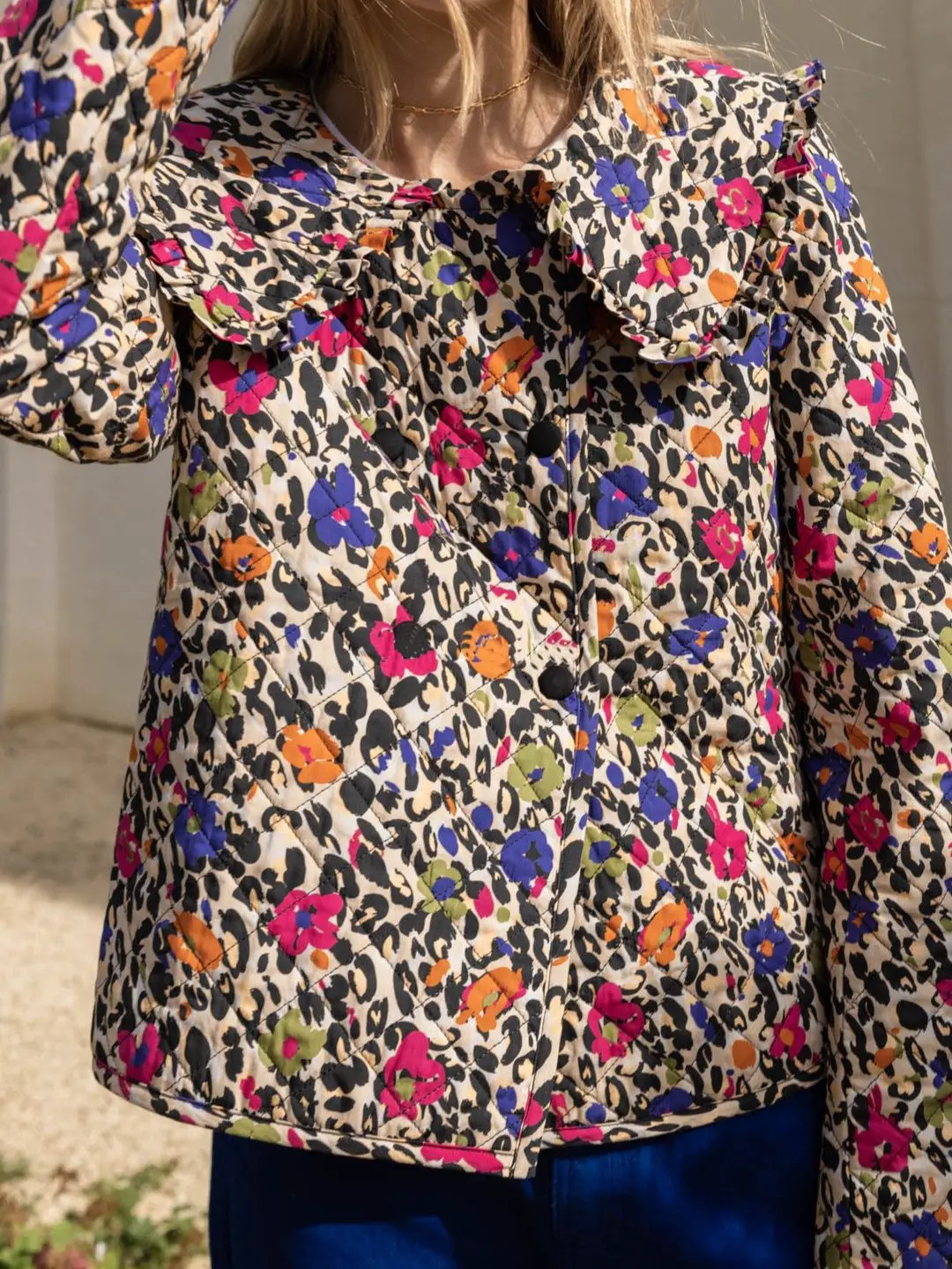 

Women Peter Pan Collar Warm Jacket Retro Leopard Print 2022 New Loose Single-Breasted Lady All-Match Fashion Long-Sleeved Coat