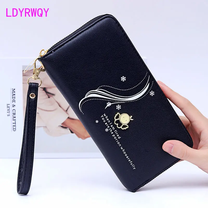 

New wallet ladies long simple fashion zipper bag can be put on mobile phone clutch bag mom bag large wallet.