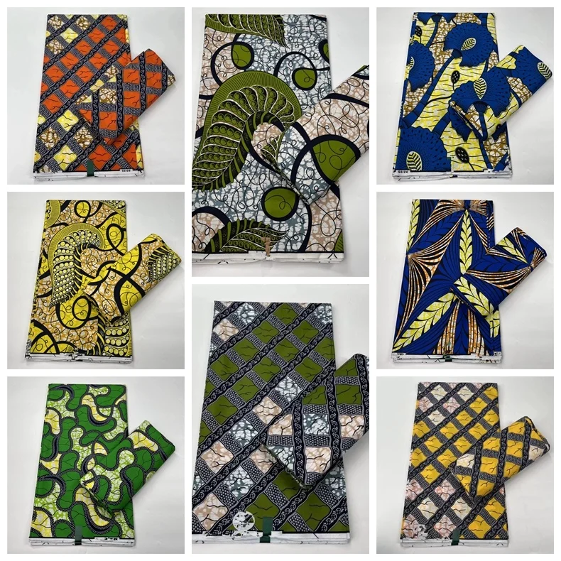 

2022 real fabric African wax high quality 100%cotton Ankara wax fabric for making dresses African style 6 yards