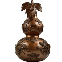 copper gourd ornaments pure copper open hollow new chinese home gossip decorations living room red wine rack crafts
