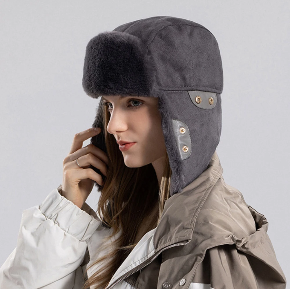 HT4509 Шапка-бомбер Толстые теплые зимние шапки для женщин Женская