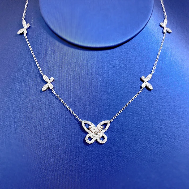 

Новинка 2023, искусственное ожерелье с пятью цветами и бабочкой, воротник с цепочкой в стиле Ins, 925