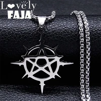 fashion wicca satan pentacle pendant necklaces women pentagram stainless steel silver color witchcraft necklace jewelry n4631s03