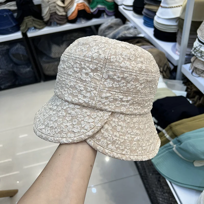 

202207-shenjin, Прямая поставка, Милая женская панама от солнца из хлопчатобумажной ткани с разрезами и цветами, женская шляпа для отдыха