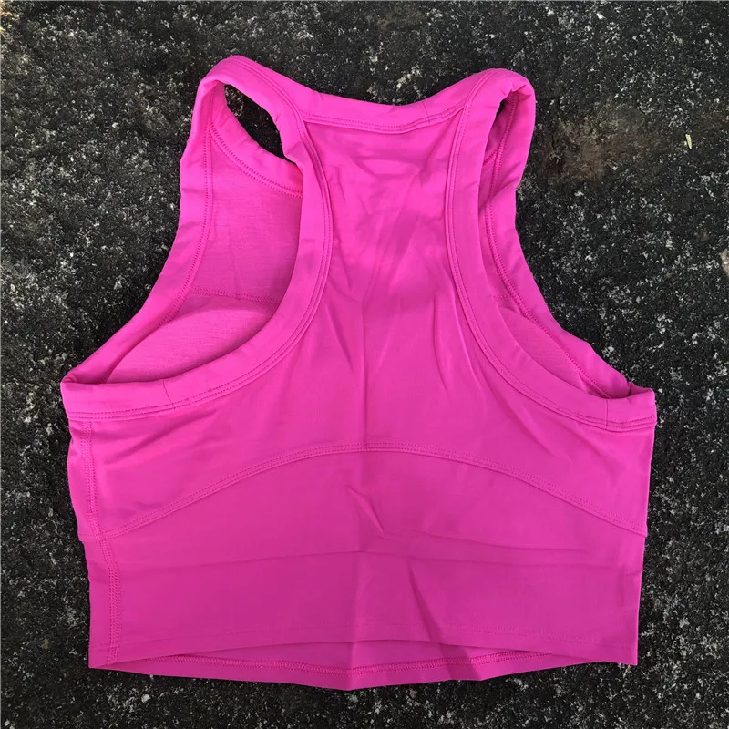 Solid Color Round Neck Fitness Bra Tight Sport Tank Top Comprehensive Training Jog Yoga With Chest Pad Antibacterial Deodorant