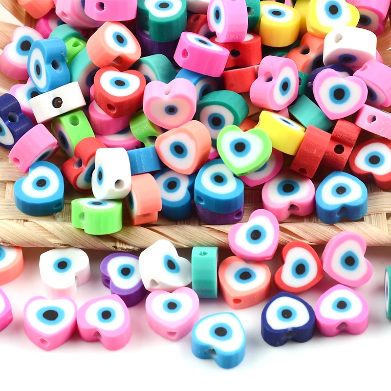 

Colorful Heart Shape Eye Polymer Evil Clay Beads Spacer Loose Beads for Jewelry Making Charm Bracelet Necklace DIY Accessories