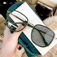 fashion oversized square photochomic finished myopia glasses women men green tr frame anti blue light uv400 nearsight glasses