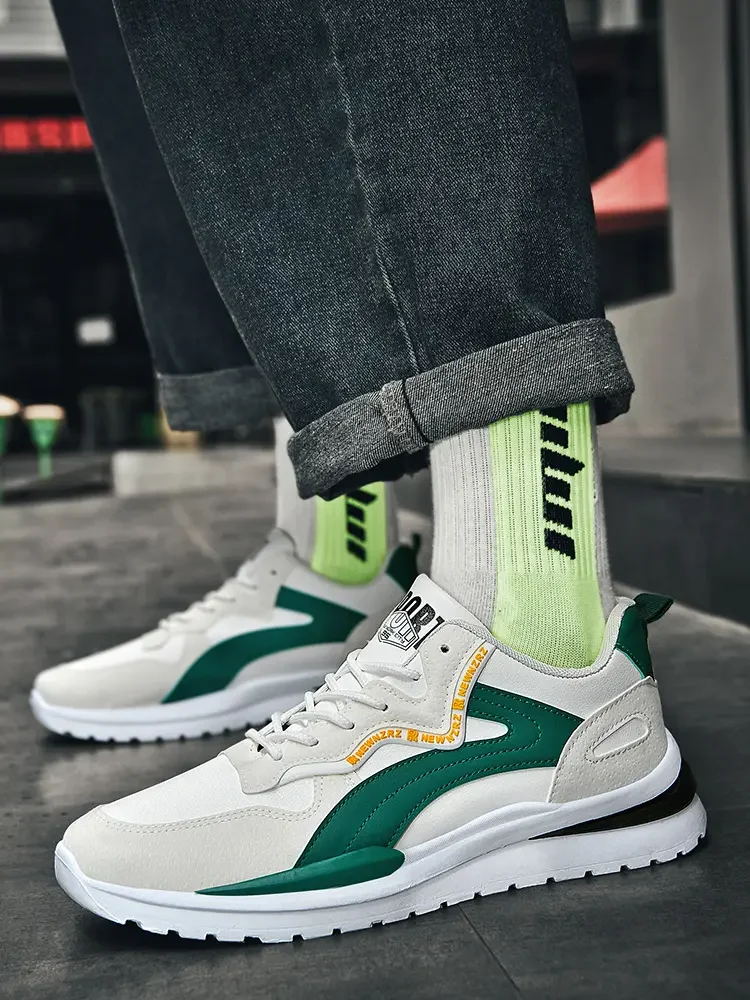 

Spring Autumn Men's Leather Sports Casual Shoes Soft Bottom Breathable Comfortable Non Slip Color Matching Running Shoes 39-44