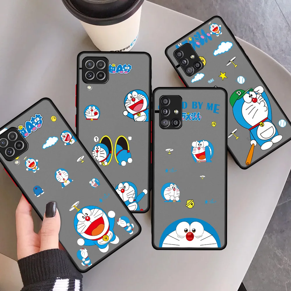 

Anime Doraemon Matte Case For Samsung Galaxy A12 A52 A51 A53 A33 A71 A32 A31 A21 A70 A11 A22 Black Hard Phone Shell