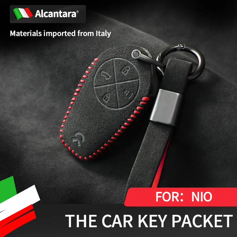 

Alcantara Suede Car Key Case For NIO ET5, ET7, ES6, ES8, EC6 Car Remote Key Ring Suede Protective Cover Cover Accessori Folding