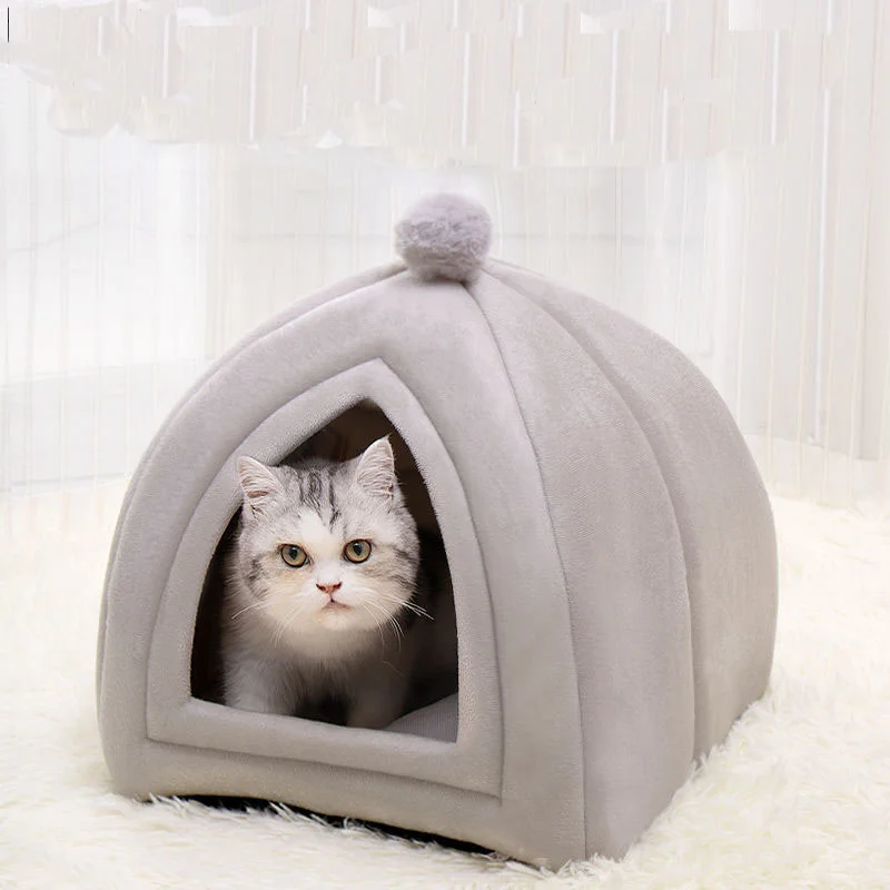 

Velvet Kennel Puppy Dog Cat House Super Soft Cozy Cats Bed Warm Sleeping Plush Cat Nest for Four Seasons Cats Products for Pets