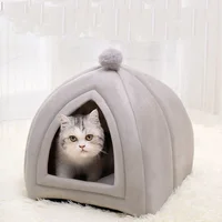 Velvet Kennel Puppy Dog Cat House Super Soft Cozy Cats Bed Warm Sleeping Plush Cat Nest for Four Seasons Cats Products for Pets