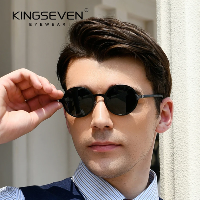

Солнцезащитные очки KINGSEVEN в стиле стимпанк для мужчин и женщин, поляризационные брендовые винтажные круглые солнечные очки в стиле ретро, ...