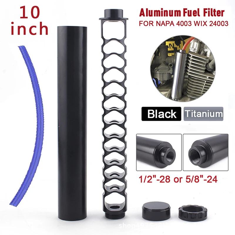 

1/2''-28 Spiral Automotive Fuel Filter Car Fuel Filter Replacement Parts 10inch Single Core Aluminum Fuel Filter Solvent Trap