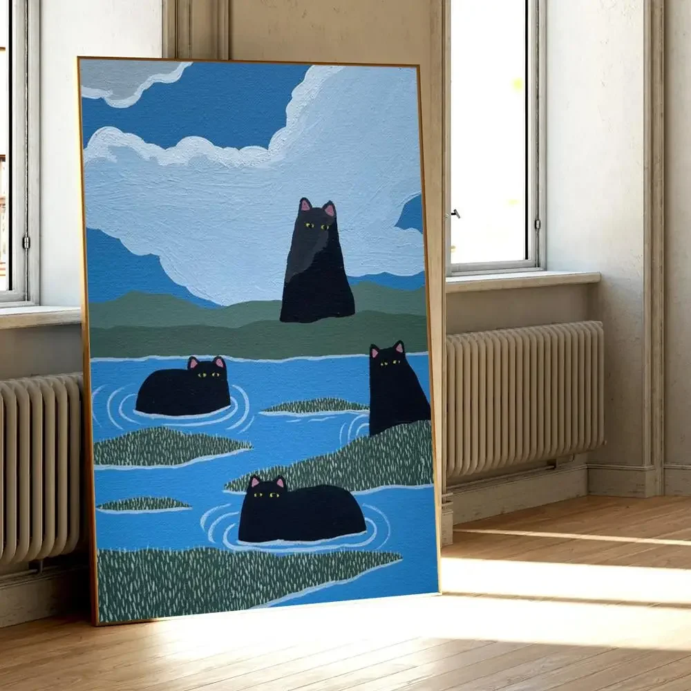 Милый художественный постер с изображением пары кошек искусство на стену