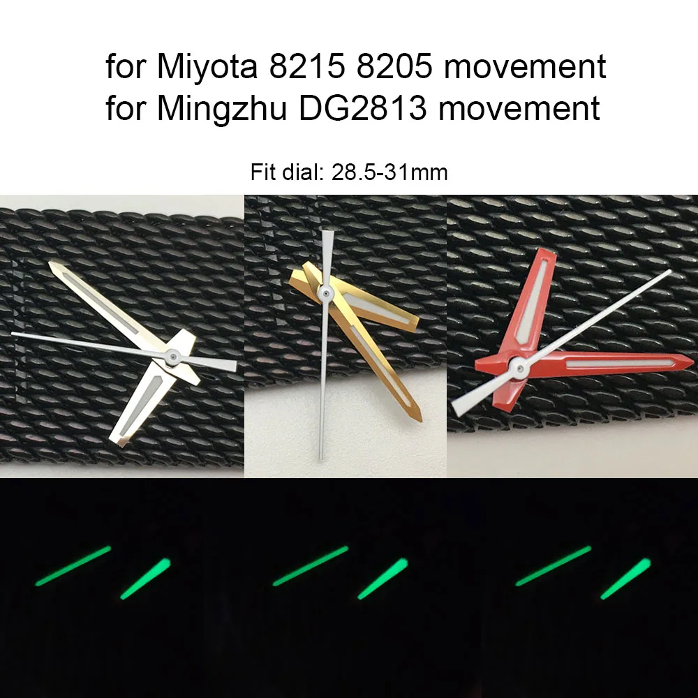 

Green Luminous Watch Hands Replacement Modified Wristwatch Pointers for Miyota 8215 8205 for Mingzhu DG2813 Watch Movement