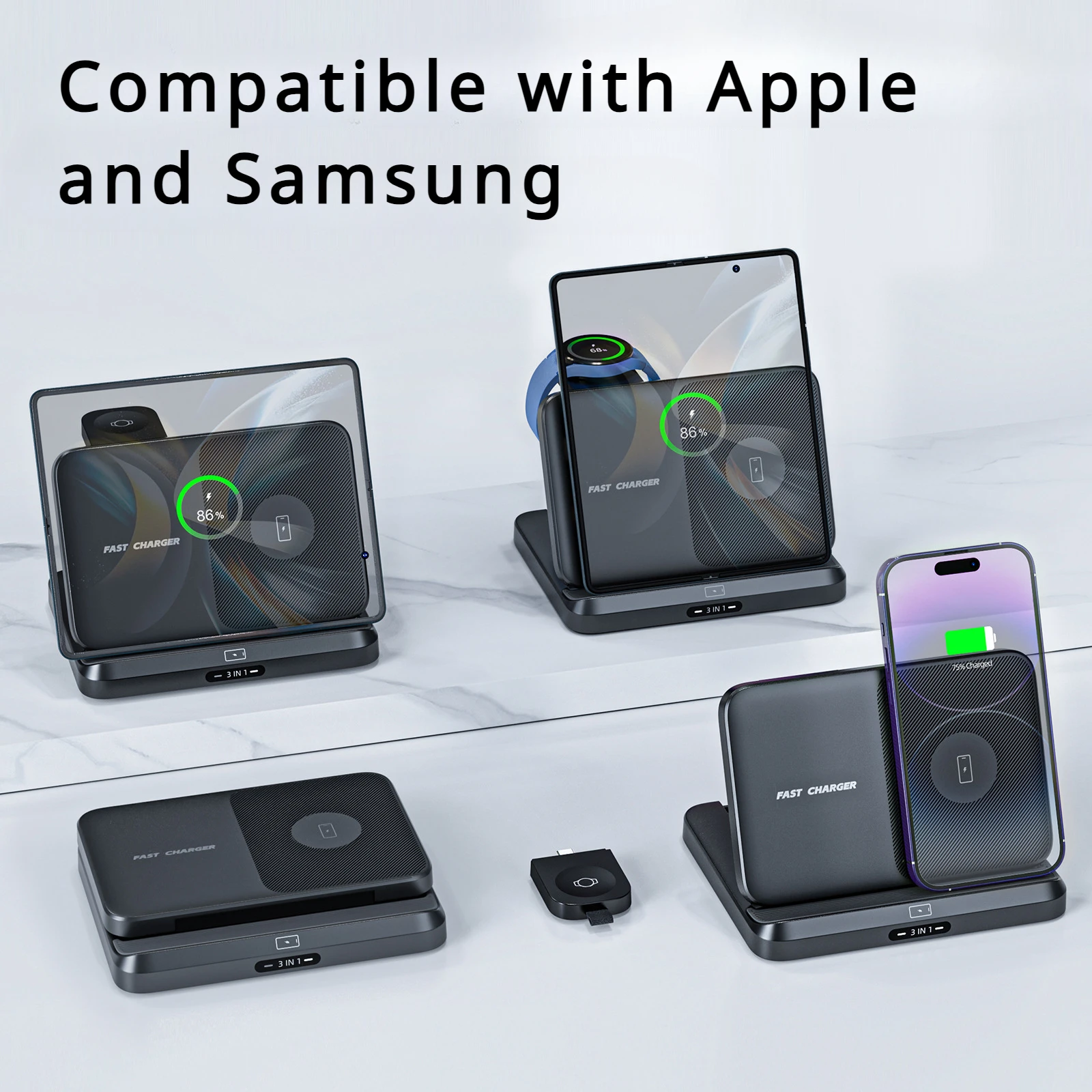 НОВОЕ беспроводное зарядное устройство 3 в 1 для Samsung Galaxy Z Fold 5 4 S23 сверхбыстрая