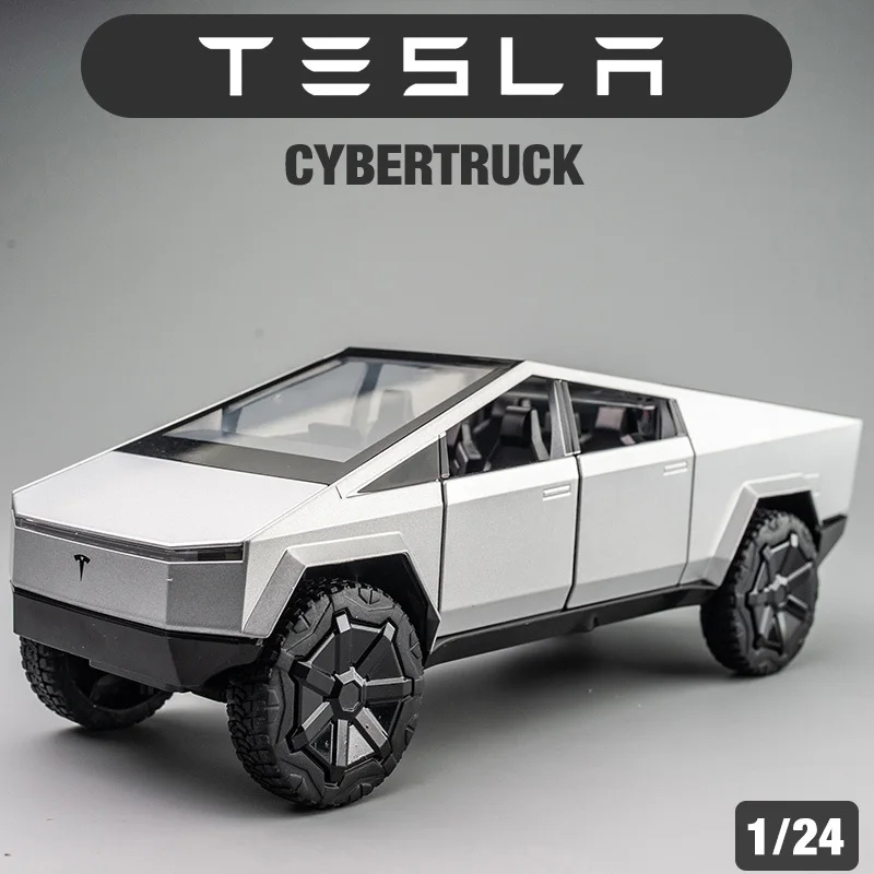 

1:24 Tesla Cybertruck пикап литые и игрушечные транспортные средства металлическая Игрушечная модель автомобиля со звуком и светом Коллекционная де...