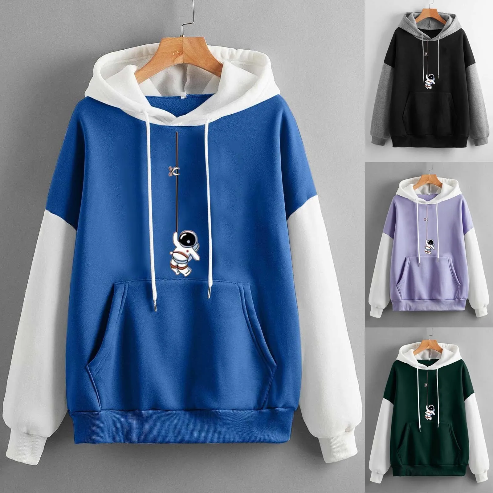 

Womens Long Sleeve Printed Hoodies Pullover Drawstring Sweatshirt Top Hoodie Cotton