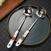 1pcs kitchen tool fashion stainless steel soup spoon 26cm bone china big spoon tableware