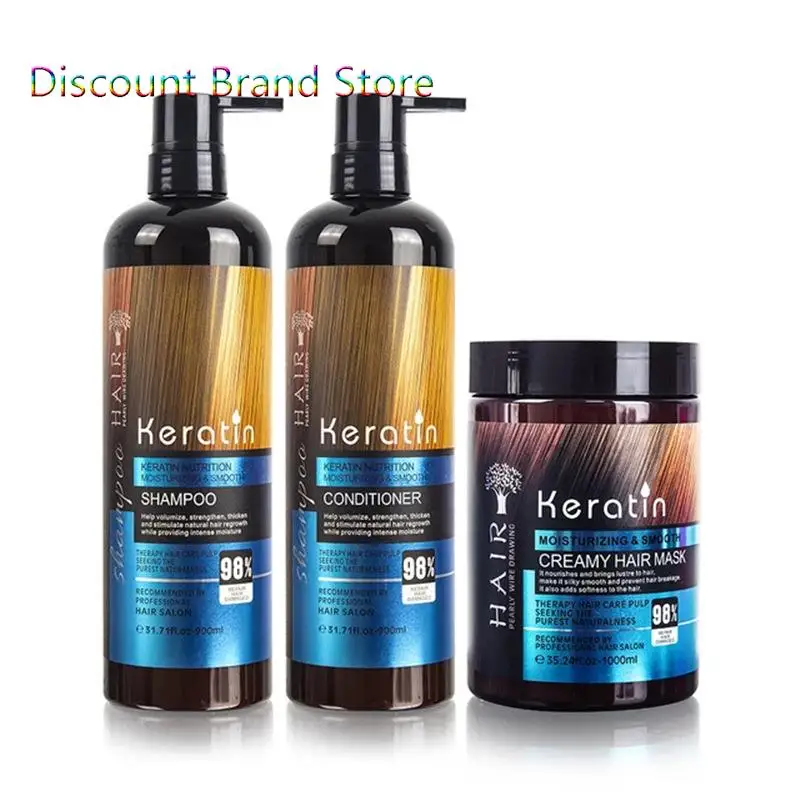 

Keratin Shampoo Conditioner Hair Mask Kit Repair Dry Damaged Moisturizing Smoothing Haircare Set Treatment for Maltreated Hair