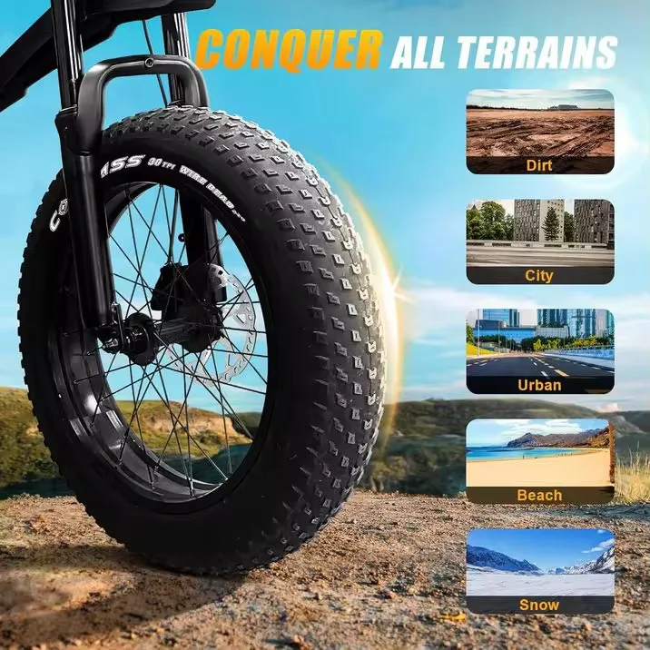 Электровелосипед OBX EB20-A05 1500W с аккумулятором 48V20Ah, 20-дюймовыми широкими шинами, для бездорожья и городских поездок, скорость до 28 мильч. (art.: 3920db31180fe) - 3920db31180fe