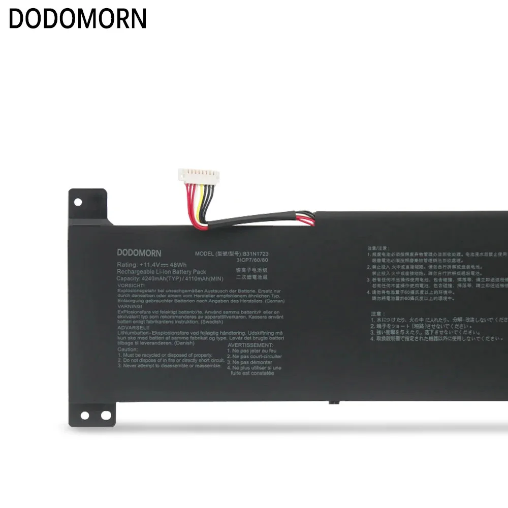 DODOMORN B31N1723 Аккумулятор для ноутбука ASUS VivoBook R570UD X570UD M570DD F570ZD X570ZD K570ZD FX570DD K570UD Series