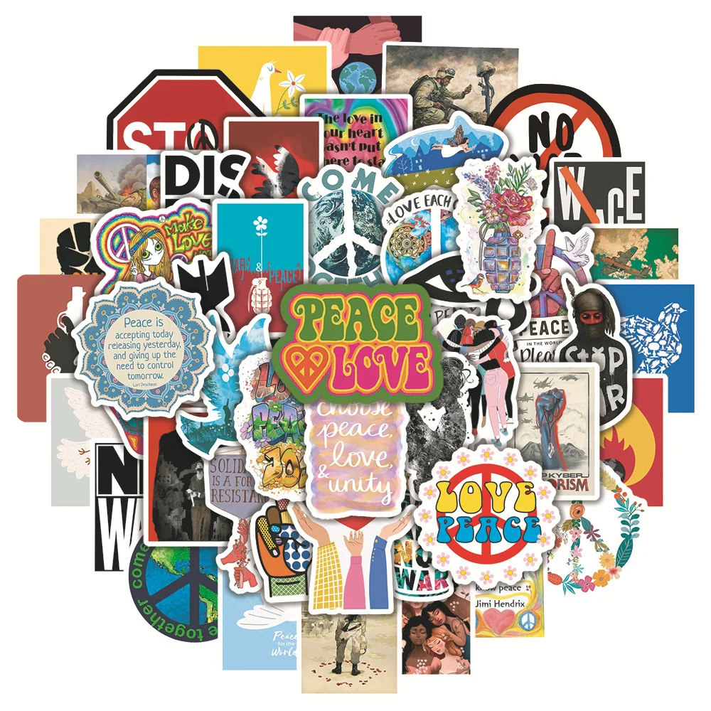 

10/30/50PCS Love and Peace Retro Graffiti Sticker Guitar Trolley Case Notebook Helmet Waterproof Decorative Skateboard Wholesale