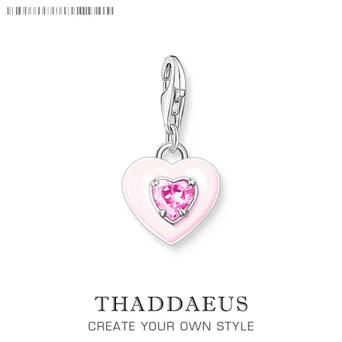 Сердце с розовыми камнями подвеска очарование Европейский стиль Клубные ювелирные изделия Романтический подарок в искусственном серебре