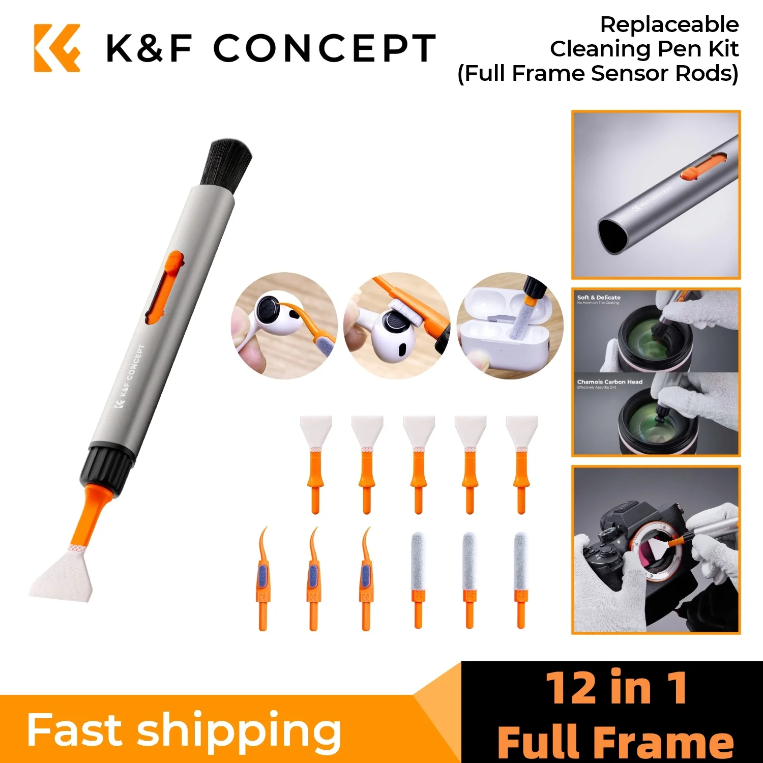 Фото Набор ручек для чистки линз K&F Concept для полнокадровых датчиков/APS-C Многофункциональный набор чистящих средств для Airpods Pro, наушников, телефонов, каметров №1