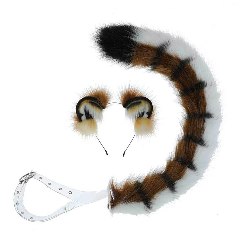 

Pack of 2 Cartoon Tiger Ears Hairband & Tail Suit Cosplay Head Band Hair Accessories for Women Girls Kid Party Headband