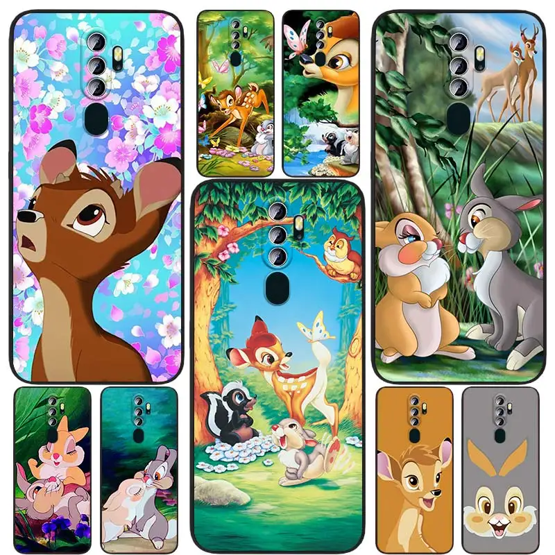 

Disney Animation Bambi Phone Case Black For OPPO Find X5 X3 X2 Neo Lite A74 A76 A72 A55 A54S A53 A53S A16S A16 A9 A5 5G